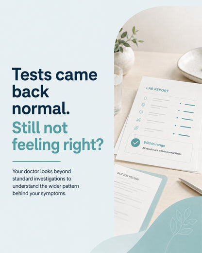 Normal lab report with unexplained gut symptoms reviewed by gCODE Health doctor Bangalore